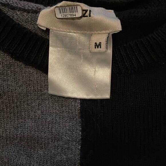 Fuzzi Colorblock Gray Black Crewneck Wool Pullover Sweater Size M - Picture 5 of 6